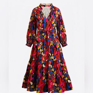 Crosby by Mollie Burch XXL Vibrant Multi-Color Cotton button front belted Dress